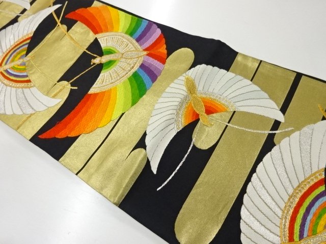 JAPANESE KIMONO / BUTTERFLY PATTERN WOVEN FUKURO OBI